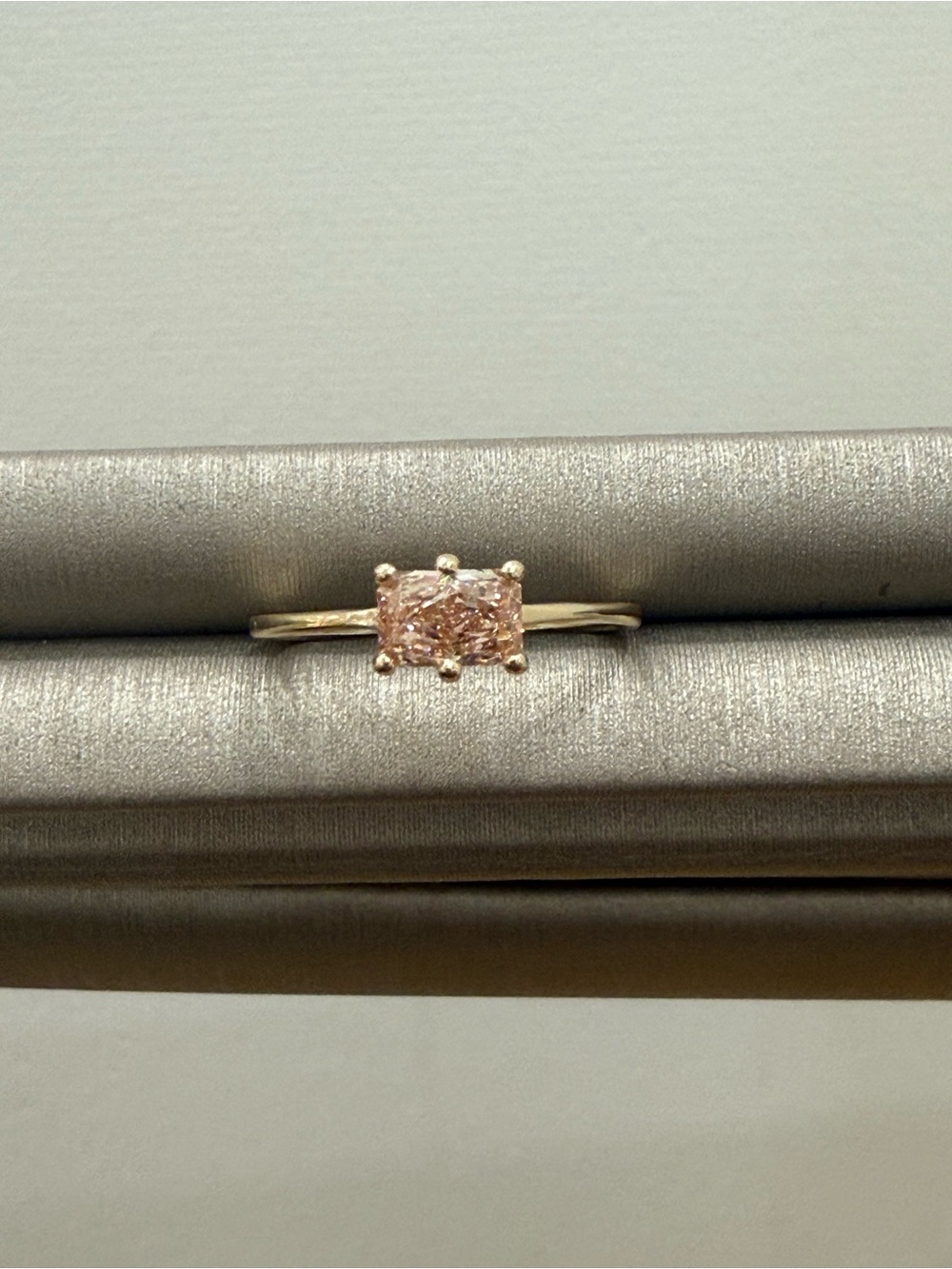 Delicate Pink Stone Solitaire Ring in Gold